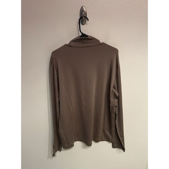 NOBULL Men's Blended Merino Wool Mock Neck Long Sleeve Shirt Brown XL NWT - Picture 3 of 5